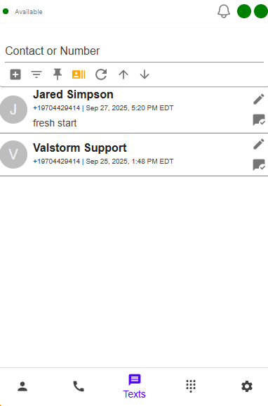 valphone text screen